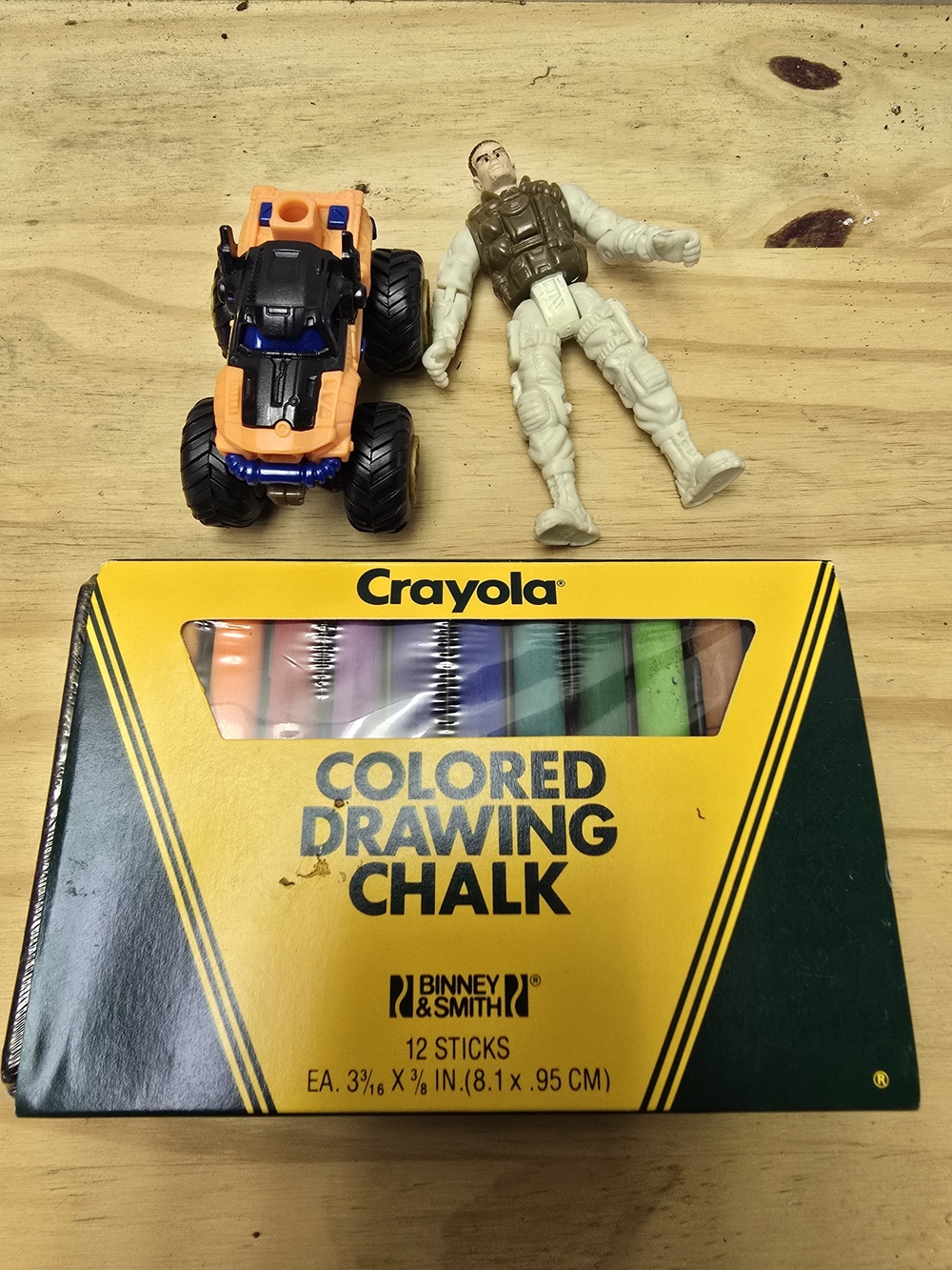 Crayola Colored Drawing Chalk, Toy Truck, And ARMY GUY